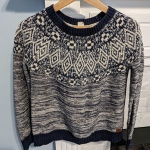 Roxy Sweater Womens Small Fair Aisle Blue Soft Fuzzy Ski Outdoor Ladies